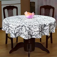 Miyanbazaz textiles 100% Cotton Printed Dining Table Cover / Round Tablecloth (Grey, 65 Inch Round)-thumb1