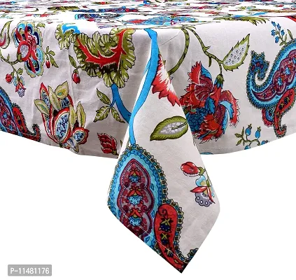 Miyanbazaz Textiles Table Cloth Cotton Table Cover Floral Print Dining Tablecloth Tea/Coffee Table Cover Center Table Cover Hotel Table Cover (65 x 68 Inch)-thumb0