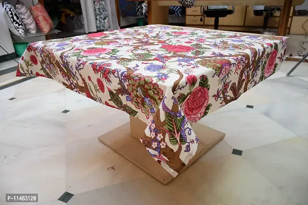 Miyanbazaz Textiles Design 4 Seater Net Cotton Center Table Cover Floral (35x55 inches) Multy Color