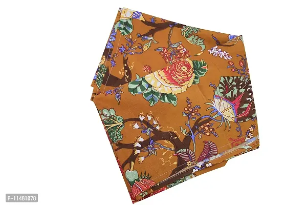 Miyanbazaz Textiles Cotton Floral Print Tea/Coffee/Study Table Cover-Tablecloth (40X60 Inch, Brown Multi)-thumb4