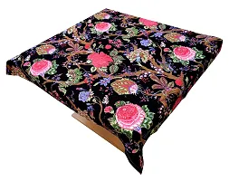 Miyanbazaz Textiles flowered Cotton Washable Round Table Cloth/Table Cover for Dining Table Home d?cor- Black-thumb2