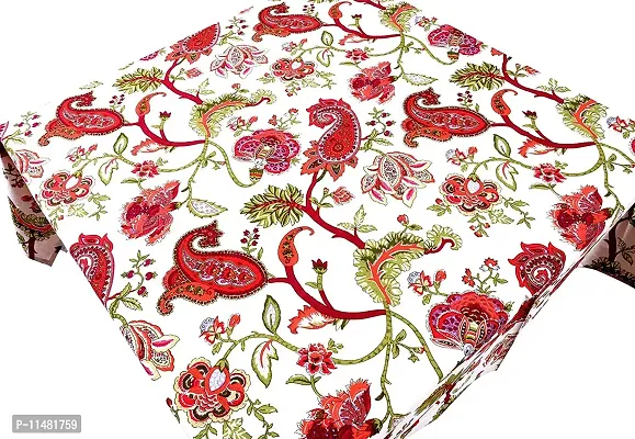 Miyanbazaz textiles Cotton Floral Print Design Square 4 Seater Table Cover/Tablecloth- Red/Multi, 40X60 Inch-thumb3