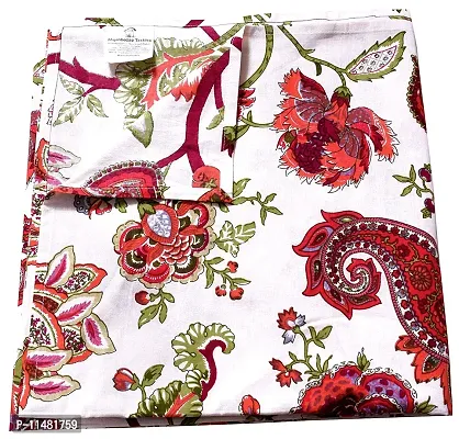 Miyanbazaz textiles Cotton Floral Print Design Square 4 Seater Table Cover/Tablecloth- Red/Multi, 40X60 Inch-thumb5