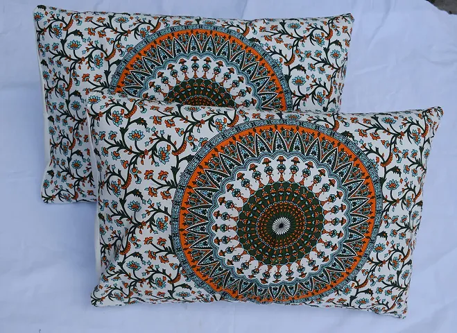 MIYANBAZAZ Cotton King Size Pillow Covers Orange (18X28 Inch Pillow Cover,2Pcs )