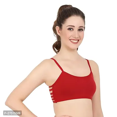 Stylish Maroon Cotton Blend Padded Solid Bra For Women