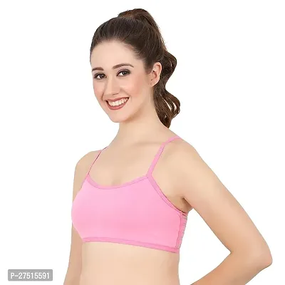 Stylish Pink Cotton Blend Padded Solid Bra For Women
