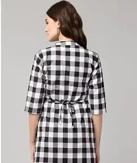 Elegant White Cotton Checked Top For Women-thumb1