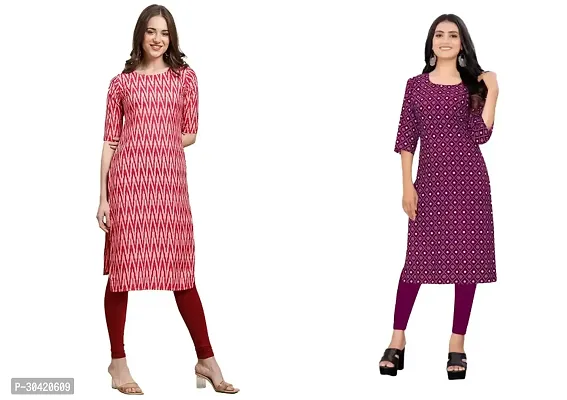 Stylish Multicoloured Crepe Stitched Kurt For Women Combo Of 2