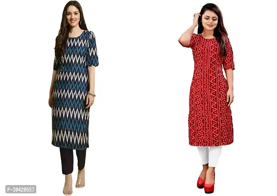 Stylish Multicoloured Crepe Stitched Kurt For Women Combo Of 2