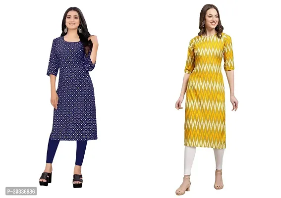 Stylish Multicoloured Crepe Kurta For Women Combo Of 2-thumb0