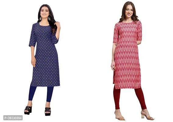 Stylish Multicoloured Crepe Kurta For Women Combo Of 2-thumb0