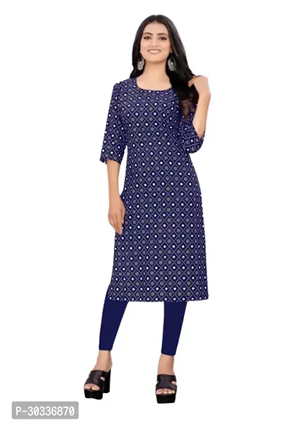 Stylish Navy Blue Crepe Kurta For Women-thumb0