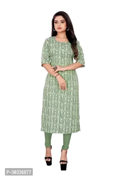 Stylish Green Crepe Kurta For Women-thumb0