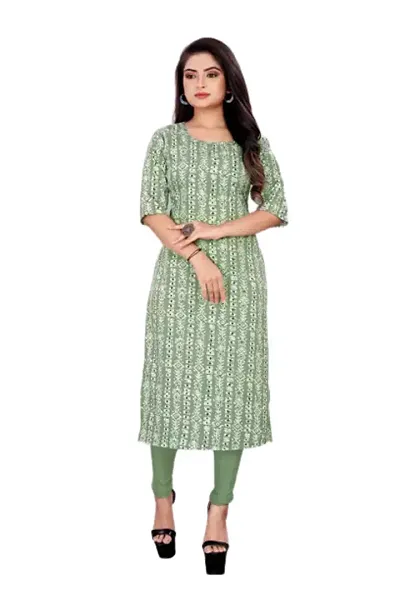 Stylish Crepe Printed Straight Kurti