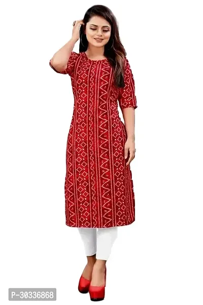 Stylish Red Crepe Kurta For Women-thumb0