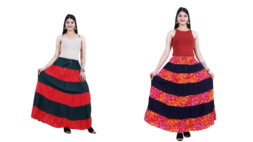 Stunning Cotton Printed Skirts For Women Pack Of 2