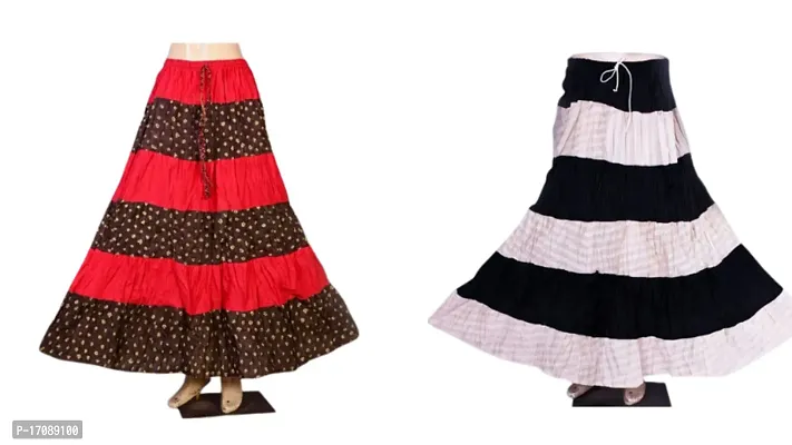 Stunning Multicoloured Cotton Long Skirts For Women Pack of 2