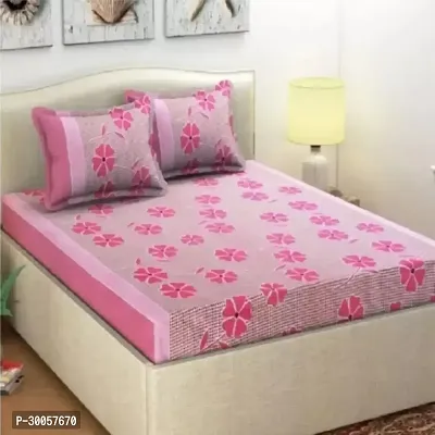 Comfortable Polycotton Printed Double Bedsheet with 2 Pillow Covers-thumb0