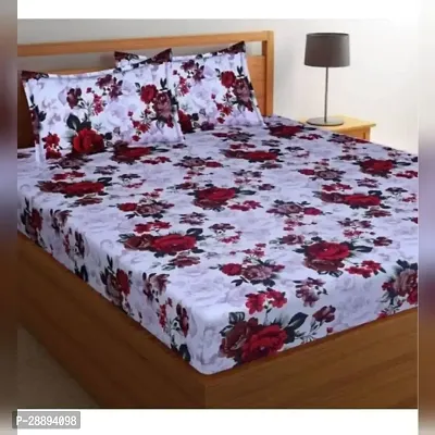 Stylish Multicoloured Polycotton Printed Double One Bedsheet With 2 Pillowcovers-thumb0