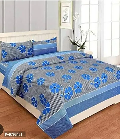 Polycotton 1 Double Bed Bedsheet With 2 Pillow Cover