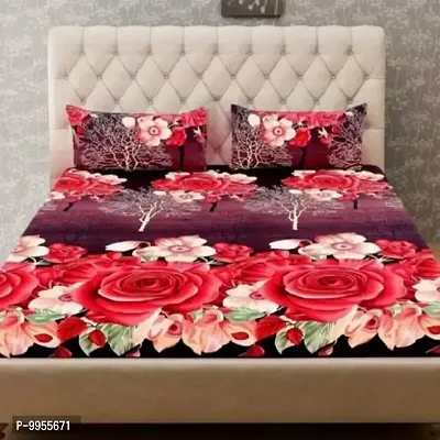 Attractive Polycotton 1 Double Bed Bedsheet With 2 Pillow Cover (1+2)-thumb0