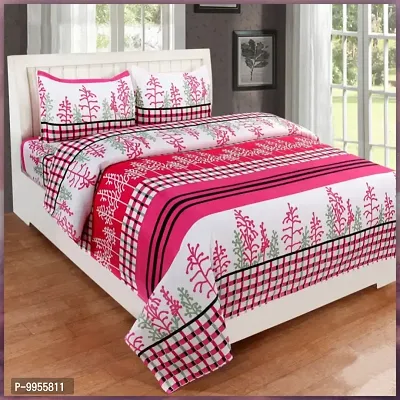 Amazing Glace cotton 1 double bed bedsheet with 2 pillow cover  (1+2)