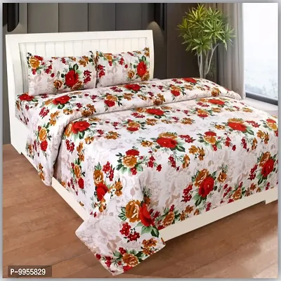 Amazing Glace cotton 1 double bed bedsheet with 2 pillow cover  (1+2)