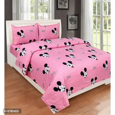 Polycotton 1 Double Bed Bedsheet With 2 Pillow Cover