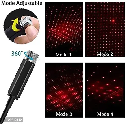USB Roof Star Projector Lights with 3 Modes, USB Portable Adjustable Flexible Interior Car Night Lamp Decor with Romantic Galaxy Atmosphere fit Car, Ceiling, Bedroom, Party (PlugPlay, REd)-thumb0