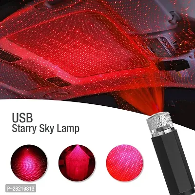 Car USB Star Ceiling Light Auto Roof Star Projector Lights,Plug  Play Car Home Ceiling Romantic USB Night Light with Romantic Atmosphere for Car, Ceiling, Bedroom, Party (RED)-thumb0