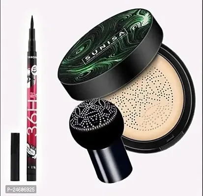 3 in 1 Air Cushion CC and BB cream Waterproof foundation With Mushroom Puff  36H Black Waterproof Liquid Long-lasting Eye Liner Pencil Makeup combo-thumb0