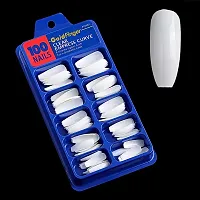 Nails for girls | nail extension | Artificial Nails Set With Nail Glue | Women Professional Artificial 100 Nail White | Beauty Tips For women | False Nails , Fake Nails. (Pack of 2 GLUE 2 NAILS)-thumb1