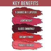 5 in 1 Waterproof Matte Lipstick Set Long Lasting Colorful Lipstick, 7.5 g, Dark Shades (RED)- Multicolor-thumb2