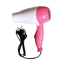 rofessional Dryer NV-1290 Hair Dryer With 2 Speed Control For WOMEN and MEN, Electric Foldable Hair Dryer 1000 Watts (Pink and White)-thumb1