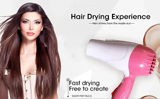 rofessional Dryer NV-1290 Hair Dryer With 2 Speed Control For WOMEN and MEN, Electric Foldable Hair Dryer 1000 Watts (Pink and White)-thumb2