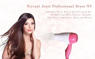 rofessional Dryer NV-1290 Hair Dryer With 2 Speed Control For WOMEN and MEN, Electric Foldable Hair Dryer 1000 Watts (Pink and White)-thumb3