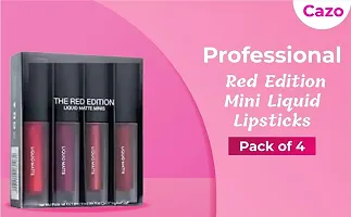 Professional Red Edition Mini Liquid Matte Lipsticks Pack Of 4-thumb1