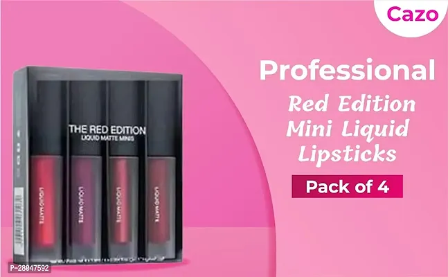 Professional Red Edition Mini Liquid Matte Lipsticks Pack Of 4-thumb2