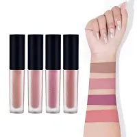 Professional Color Sensational Liquid Lipstick Combo Pack, Set of 4 Mini Lipsticks Forever Matte Finish Lip Color - Nude Edition-thumb1