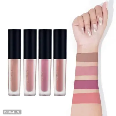 Professional Color Sensational Liquid Lipstick Combo Pack, Set of 4 Mini Lipsticks Forever Matte Finish Lip Color - Nude Edition-thumb2