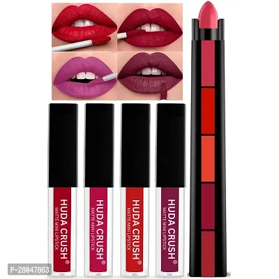 Red Lipstick Combo Pack - 4Pcs Liquid Mini Lipsticks  5in1 Matte Lipstick Set for Women - Long Lasting, Waterproof Lip Color-thumb0