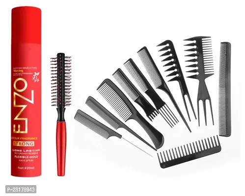 Hair Spray 420ml With Round Comb For Extra Volume  Waves In Hairs With All Hair Types Styling Comb Set 10 Pieces