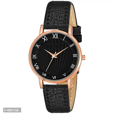 Black New Arrival Stylish Attractive Ethnic Girls Leather Belt Analog Watch - For Women-thumb0