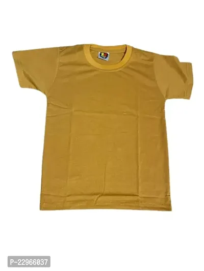 Stylish Yellow Cotton Blend Round Neck Tees For Men-thumb0