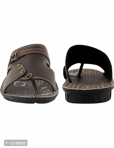 RAYS Men's PVC Sole Synthetic Leather Brown Slippers With Green Sandals/Floaters In Combo Pack (Size: 9 Uk)-thumb5