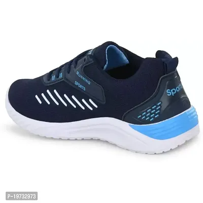 Stylish Blue Mesh Solid Sneakers For Men-thumb2
