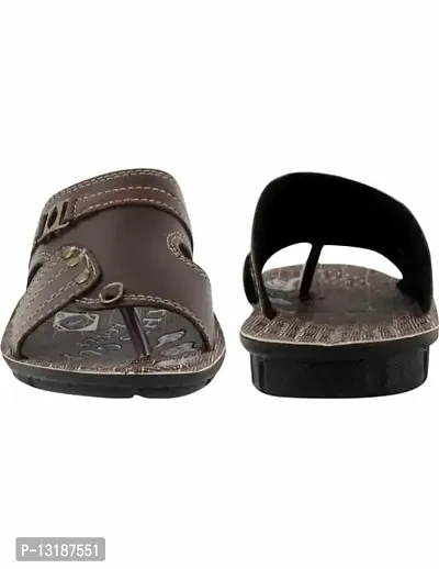 RAYS Men's PVC Sole Synthetic Leather Brown Slippers With Orange Sandals/Floaters In Combo Pack (Size: 7 Uk)-thumb5