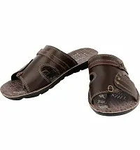 RAYS Men's PVC Sole Synthetic Leather Brown Slippers With Green Sandals/Floaters In Combo Pack (Size: 9 Uk)-thumb2