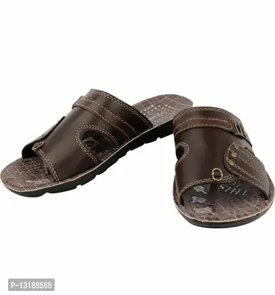 RAYS Men's PVC Sole Synthetic Leather Brown Slippers With Green Sandals/Floaters In Combo Pack (Size: 9 Uk)-thumb3
