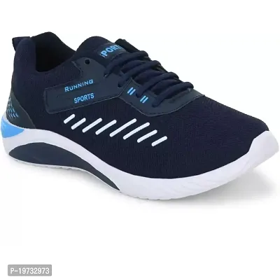 Stylish Blue Mesh Solid Sneakers For Men-thumb3